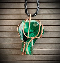 Image 2 of Malachite with Leather Necklace