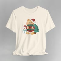 Image 1 of Watercolor Christmas Teddy Bear Short Sleeve T-shirt