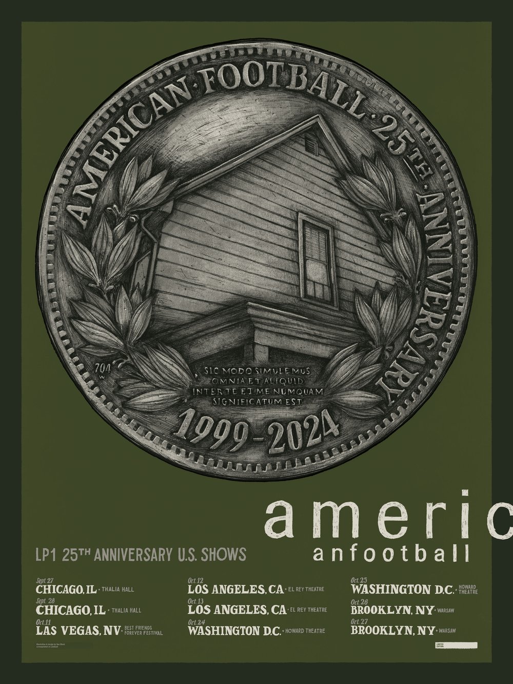 American Football (LP1 25th Anniversary U.S. Shows 2024) • Official VIP Poster (18" x 24")