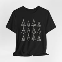 Image 1 of White Christmas Trees With Glowing Lights Short Sleeve T-shirt