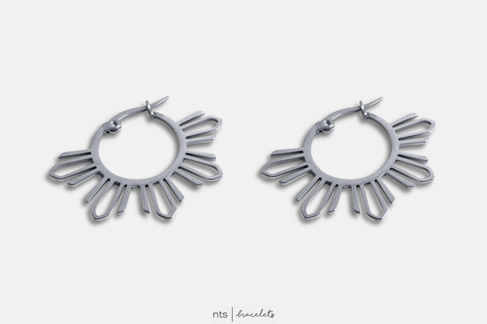 Image of SILVER SUN HOOP EARRINGS (Silver)