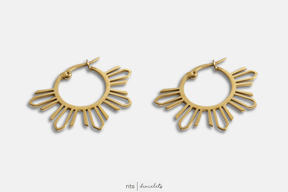Image of GOLD SUN HOOP EARRINGS (Gold)