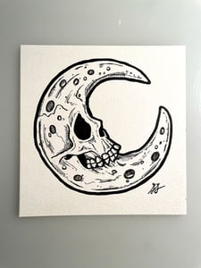 Image of Original Inktober 2023 Drawing - Skull Moon