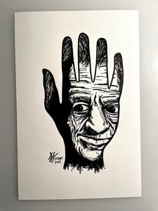 Image of Face The Hand Original Ink Drawing