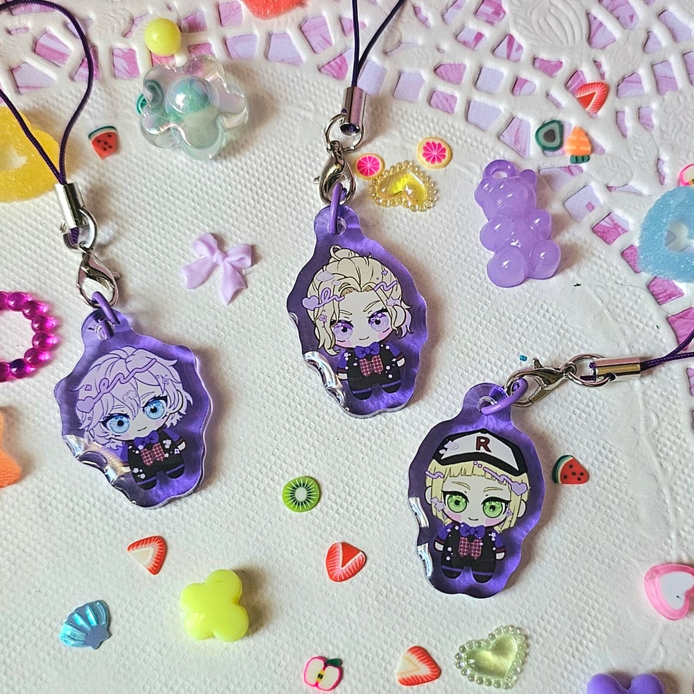 Image of Twisted Wonderland Birthday Charms Nui Mini Acrylic Phone Strap Charms