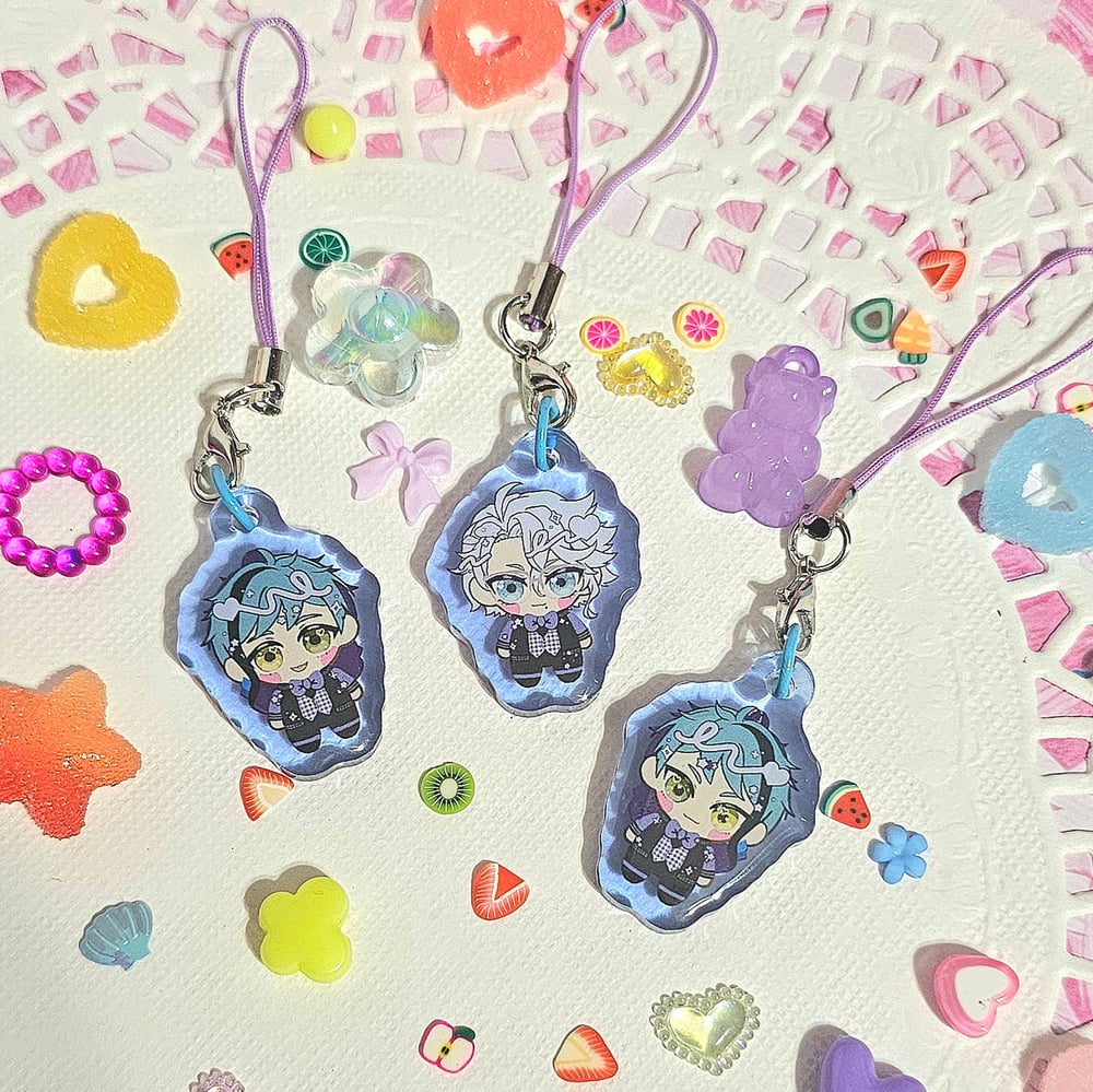 Image of Twisted Wonderland Birthday Charms Nui Mini Acrylic Phone Strap Charms