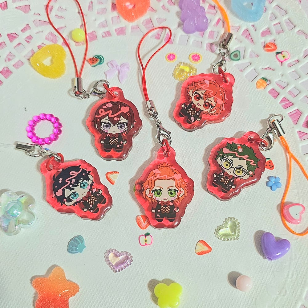 Image of Twisted Wonderland Birthday Charms Nui Mini Acrylic Phone Strap Charms