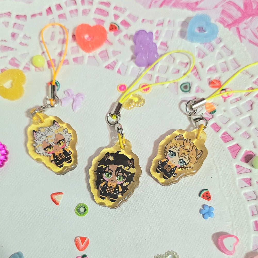 Image of Twisted Wonderland Birthday Charms Nui Mini Acrylic Phone Strap Charms