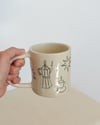 handbuilt scribble mug - supper club (green)