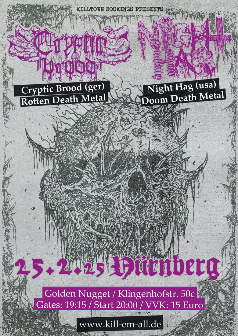 Image of Ticket 25.02.25 CRYPTIC BROOD + NIGHT HAG @ Golden Nugget/Nürnberg