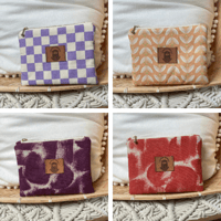 Image 1 of Pochettes zippées Salem "Damier violet","Feuilles roses","Prune","Orange sanguine"