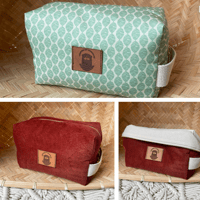 Image 1 of Trousse Figaro Medium (Velours rouille et feuilles vertes)