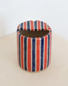 blue and red stripe to-go cup