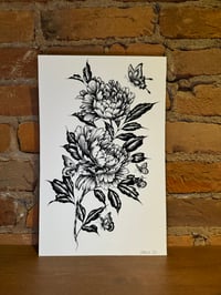 Screen printed peonies