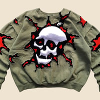 Image 4 of REWORKED NIKE CRACKY 3D PUFF SKULL SWEATSHIRT SIZE L BOXY