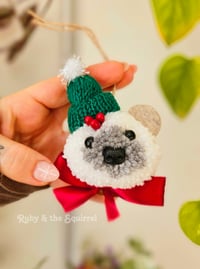 Image 1 of Mini polar bear decoration (green left)