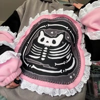 Image 2 of Frilly Skelly Kitty Hoody (oversized fit, made 2 order)