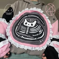 Image 1 of Frilly Skelly Kitty Hoody (oversized fit, made 2 order)