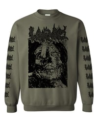 Larvae " Lust for the Dead " Sweatshirt Crewneck Fleece with Sleeve prints Military Green