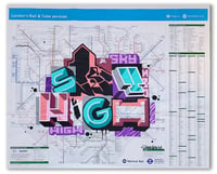 SKYHIGH ORIGINAL GRAFFITI ART ON LARGE RAIL MAP. No.7