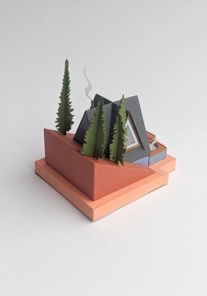 Image of A-Frame Cabin Paper Model- New Colours