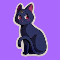 Image 1 of Kawaii Moon Cat Luna Vinyl Sticker - 2 Inch