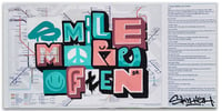 SMILE MORE OFTEN BY SKYHIGH. ORIGINAL GRAFFITI ART ON LONDON TUBE MAP . NO.10