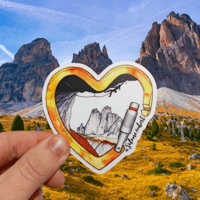 Image 1 of Orange Dolomites Climbing Heart - transparent sticker