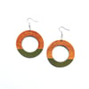 Olive Green Colorblock Wood Hoops