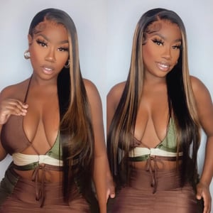 Image of 13x4 Brown Highlight Lace Front Wig in 24”