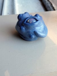 Image 1 of Little Blue Creature - OOAK Air-dry Clay Figurine - Free Shipping