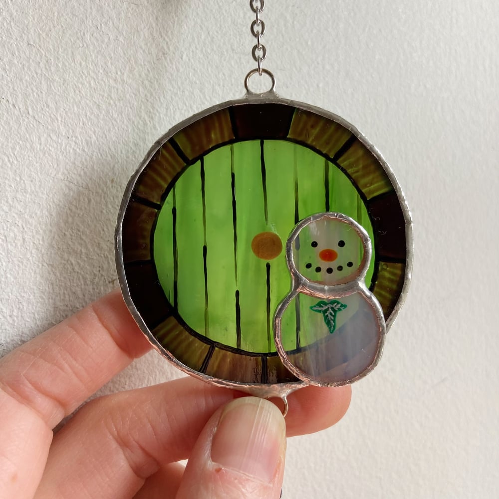 Image of Yuletide Halfling Home with Snowman 