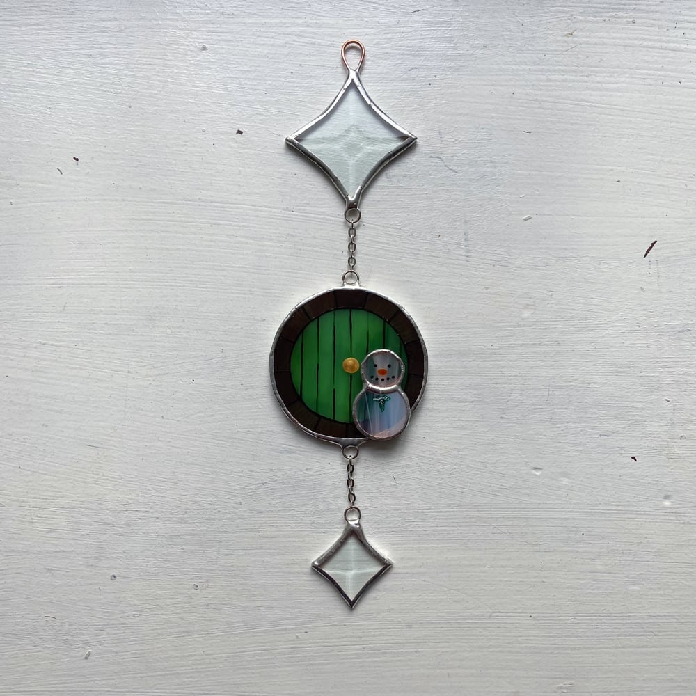 Image of Yuletide Halfling Home with Snowman 