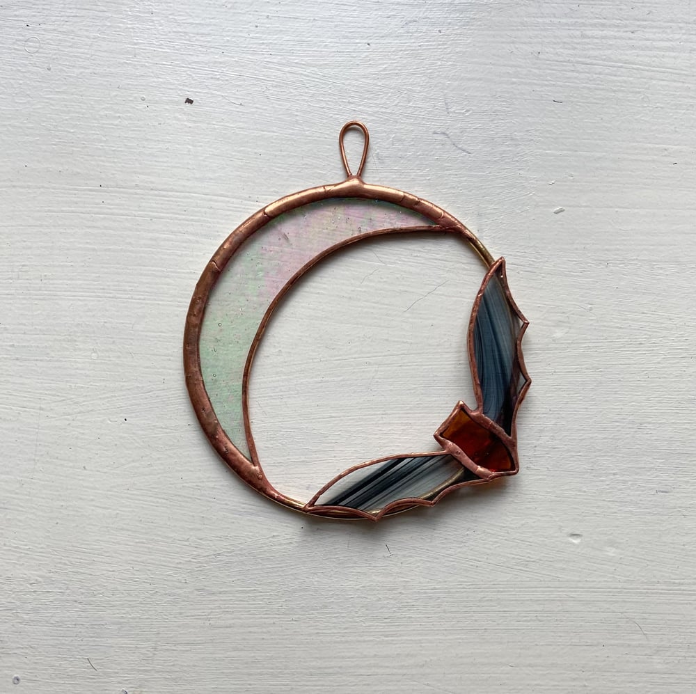 Image of Bat and Iridescent Moon Wreath 