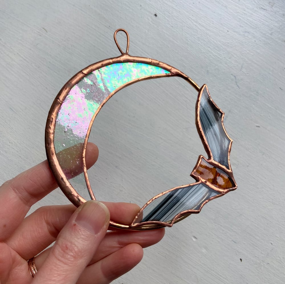 Image of Bat and Iridescent Moon Wreath 
