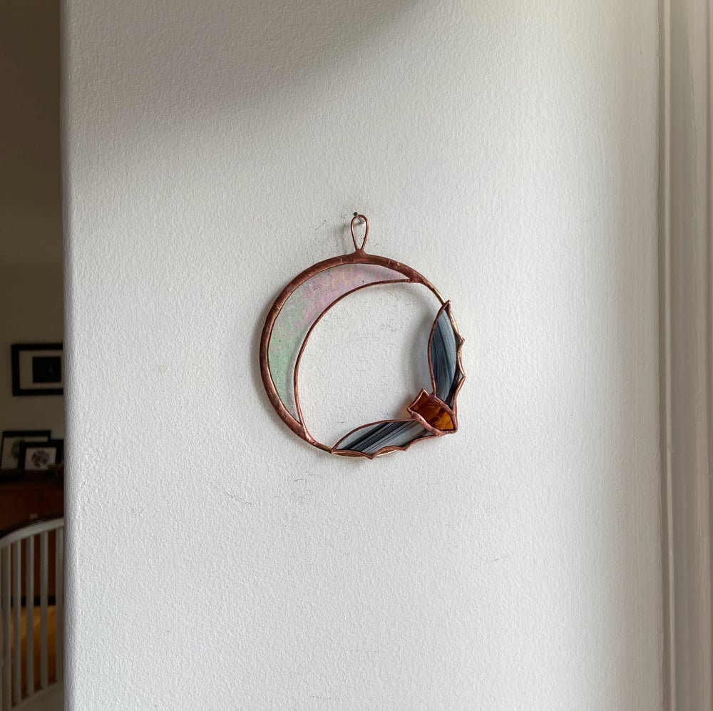 Image of Bat and Iridescent Moon Wreath 