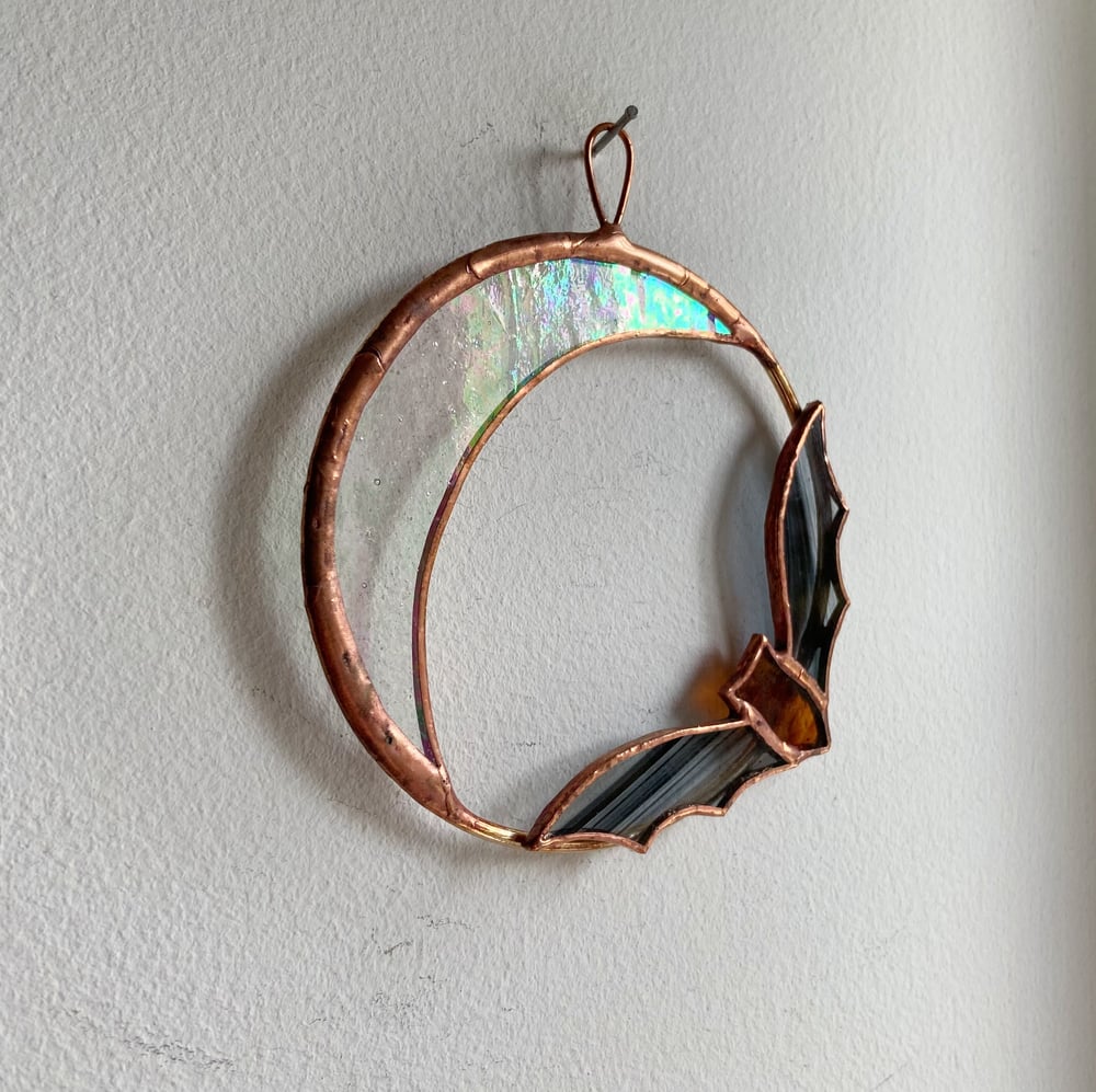 Image of Bat and Iridescent Moon Wreath 