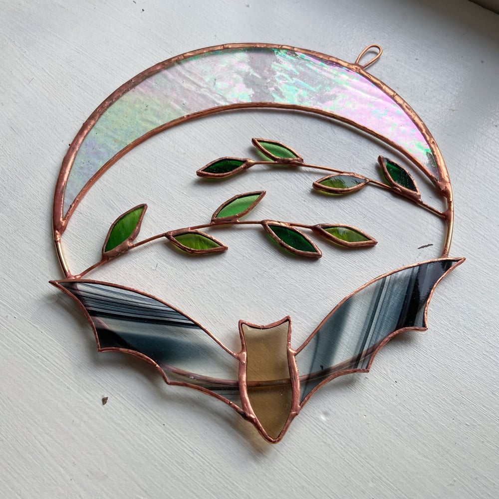 Image of Bat, Moon and Leaves Wreath