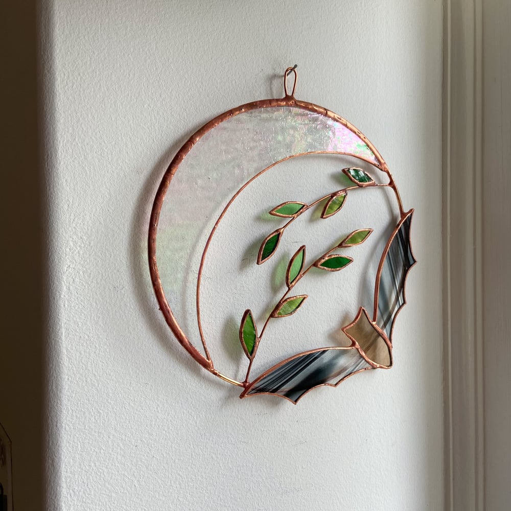 Image of Bat, Moon and Leaves Wreath
