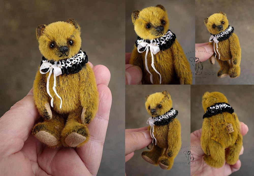 Image of Golden Brown Miniature Mini Artist Teddy Bear Girl Art Doll by Aerlinn Bears