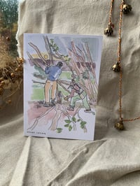 Image 2 of Four pack of 'Hedge Laying' christmas cards 