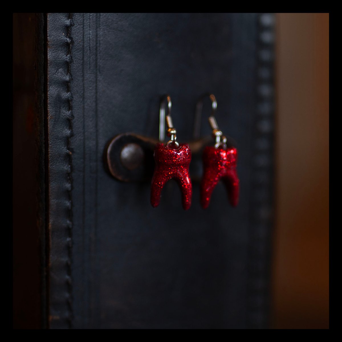 LIMITED EDITION: 2-root molar earrings in Ruby