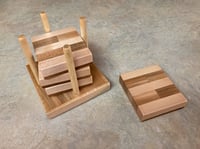 Image 3 of Oak and Maple Coaster Set with holder, Tricolored Wooden Coasters, Unique Gift