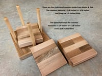 Image 4 of Oak and Maple Coaster Set with holder, Tricolored Wooden Coasters, Unique Gift