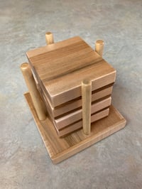 Image 1 of Oak and Maple Coaster Set with holder, Tricolored Wooden Coasters, Unique Gift