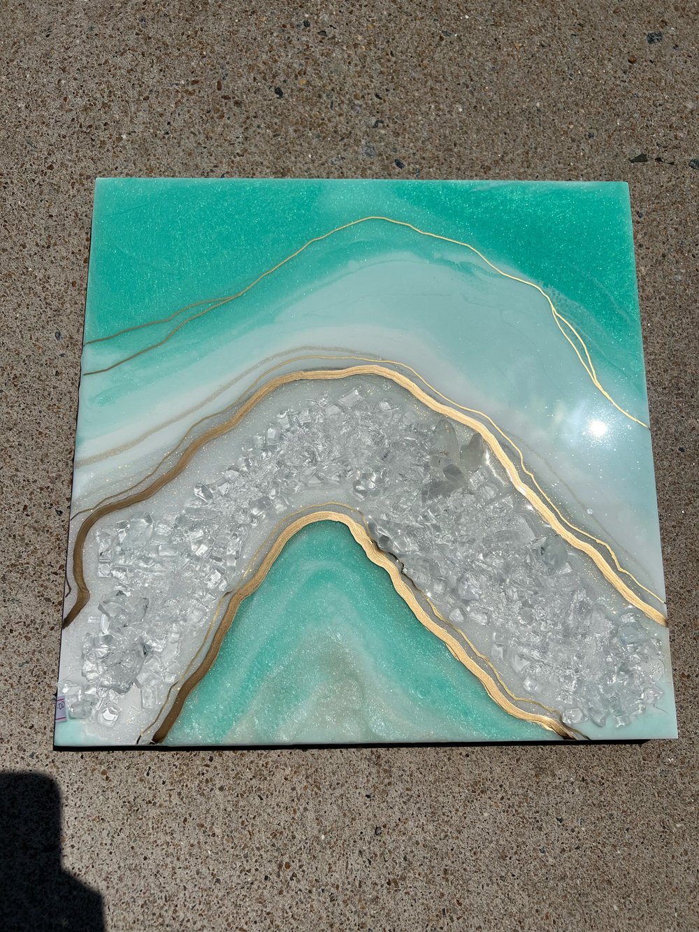 Image of 12x12 Teal Crystal Geode 