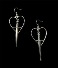 Skull dagger heart earrings