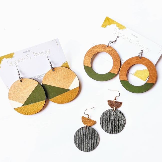 Adina Lightweight Olive Suede Statement Earrings