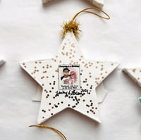 Image 3 of Pink Putz House glitter star ornament 