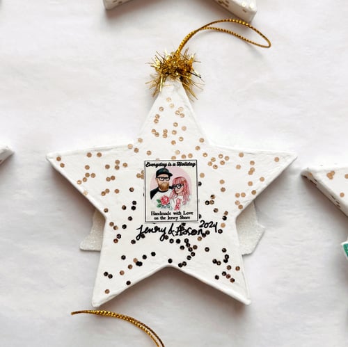 Image of Pink Putz House glitter star ornament 